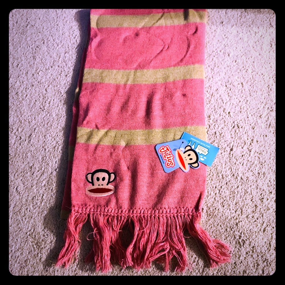 NWT PAUL FRANK DUSTY ROSE PINK STRIPED SCARF